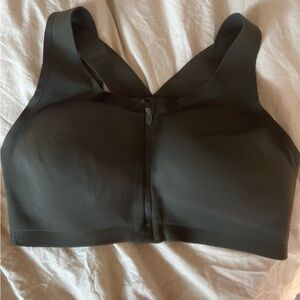 Olive green enlite zip front bra